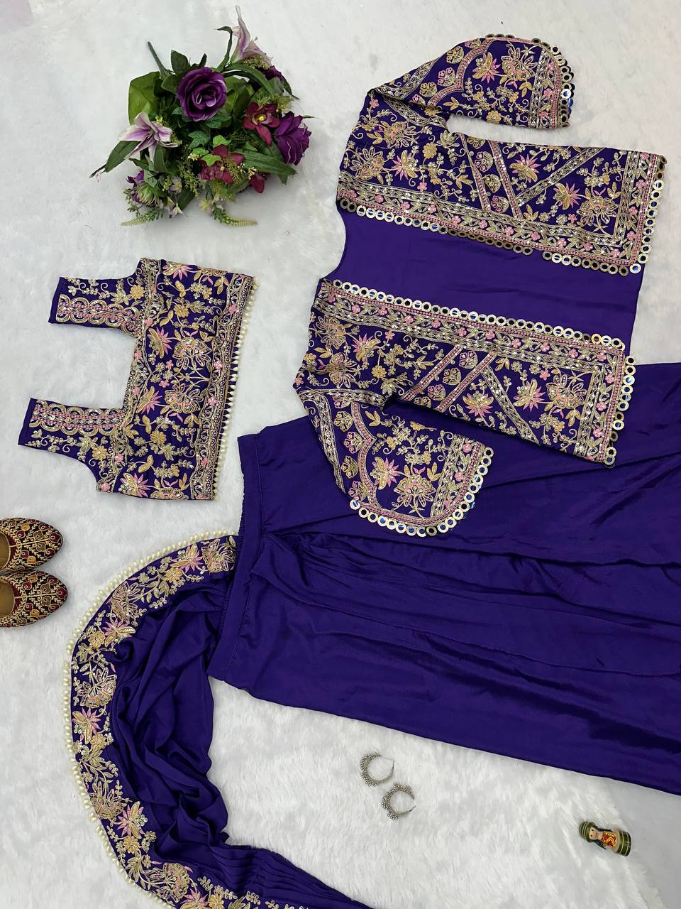 Indo-Western Drape Saree with Embroidered Koti & Stitched Blouse – Ready to Wear