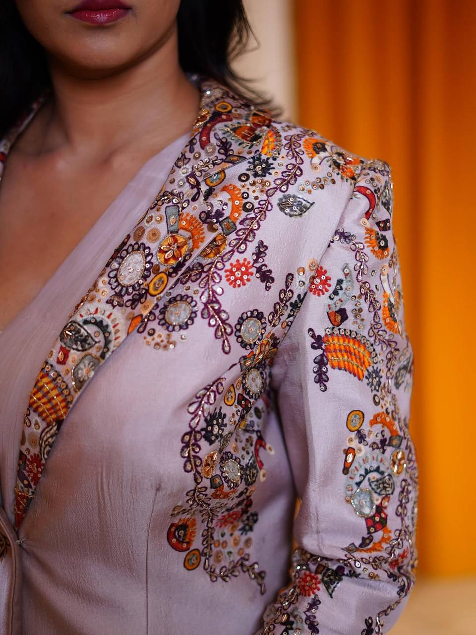 Indo-Western Drape Saree with Embroidered Koti &amp; Stitched Blouse – Rangoli Silk