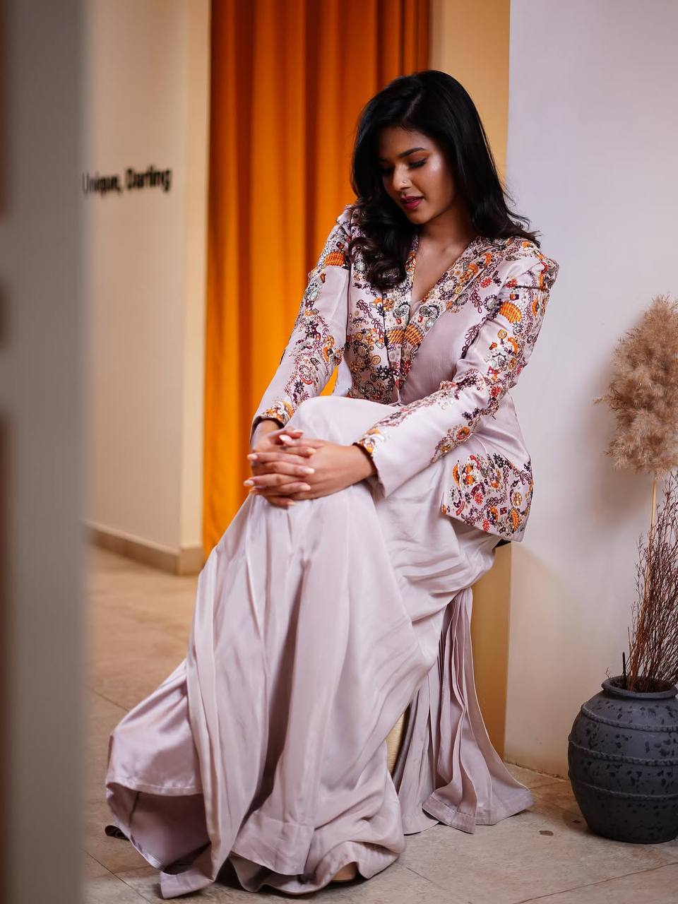 Indo-Western Drape Saree with Embroidered Koti &amp; Stitched Blouse – Rangoli Silk