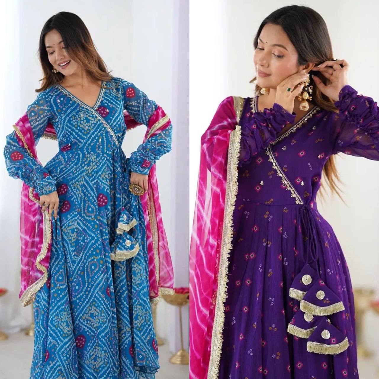 Gown, Pant &amp; Dupatta (Faux Georgette)