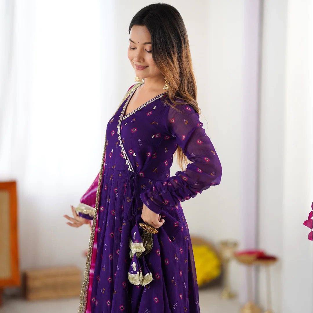 Gown, Pant &amp; Dupatta (Faux Georgette)
