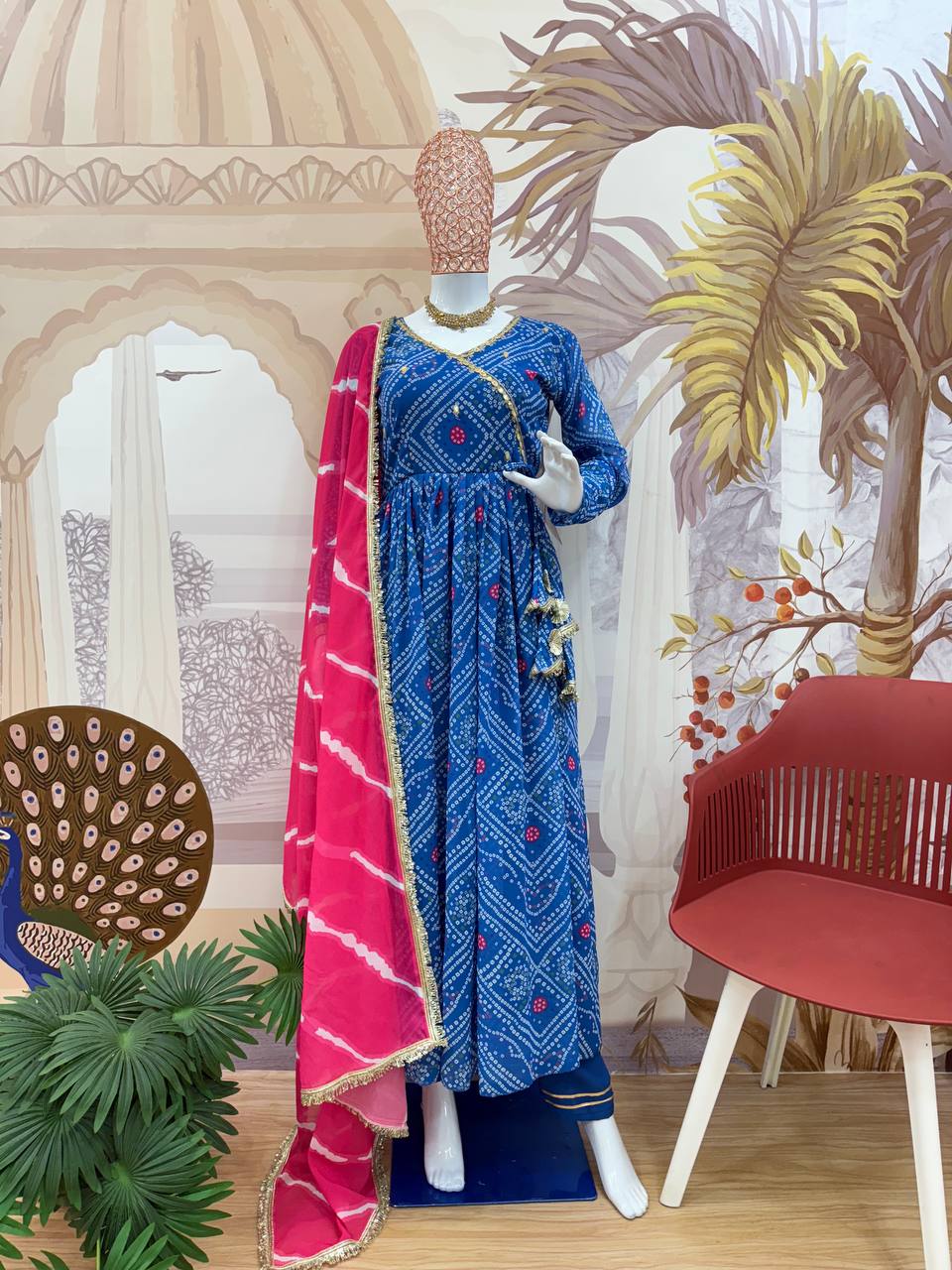 Gown, Pant &amp; Dupatta (Faux Georgette)