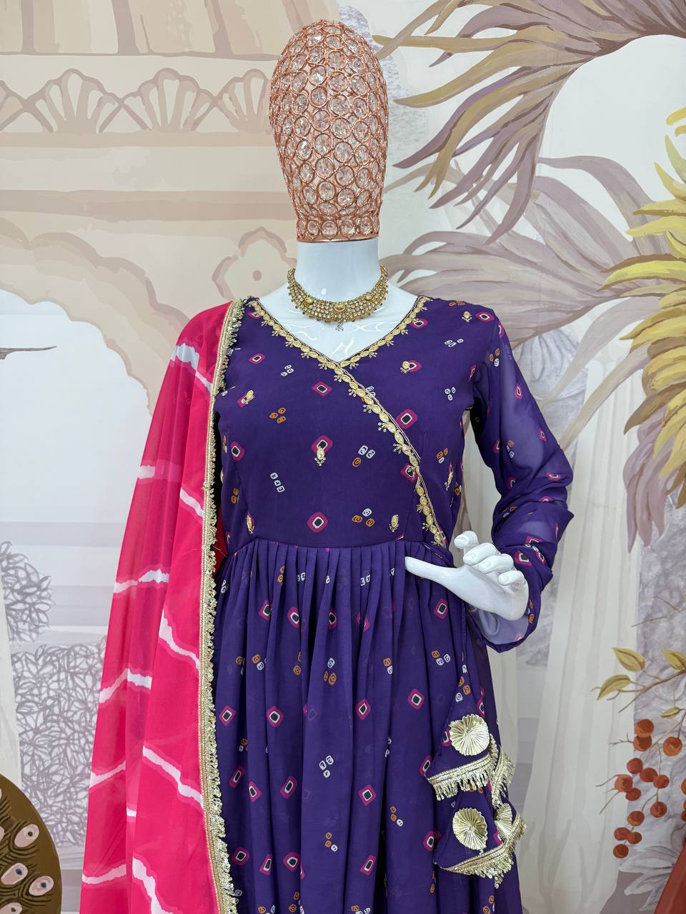 Gown, Pant &amp; Dupatta (Faux Georgette)