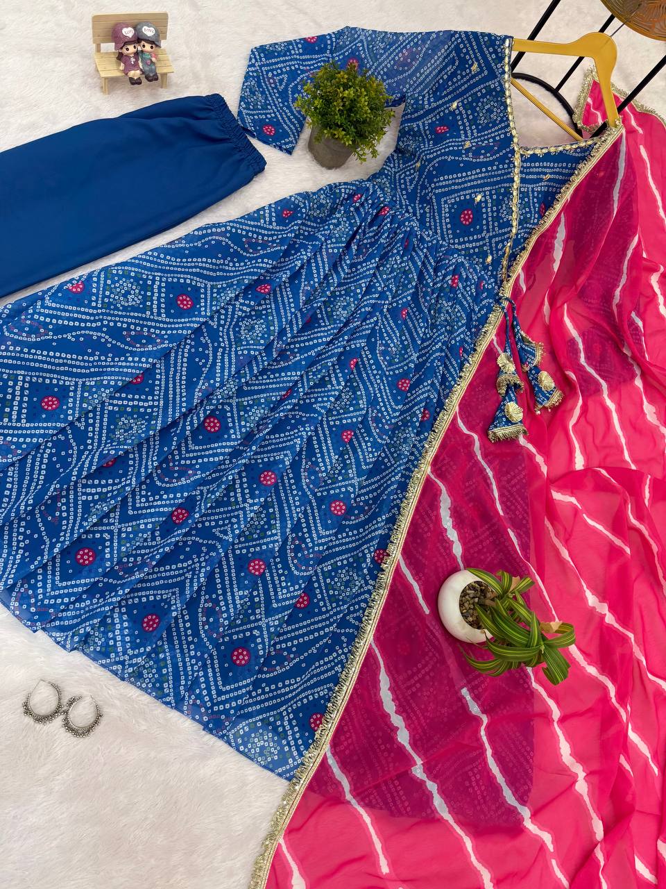 Gown, Pant &amp; Dupatta (Faux Georgette)