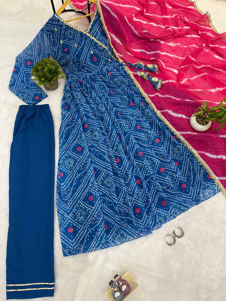 Gown, Pant &amp; Dupatta (Faux Georgette)