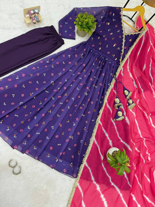 Gown, Pant &amp; Dupatta (Faux Georgette)